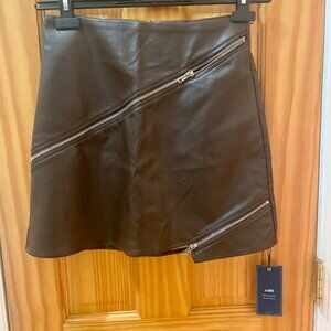 J.ING Nyah Saddle Brown Faux Leather Skirt